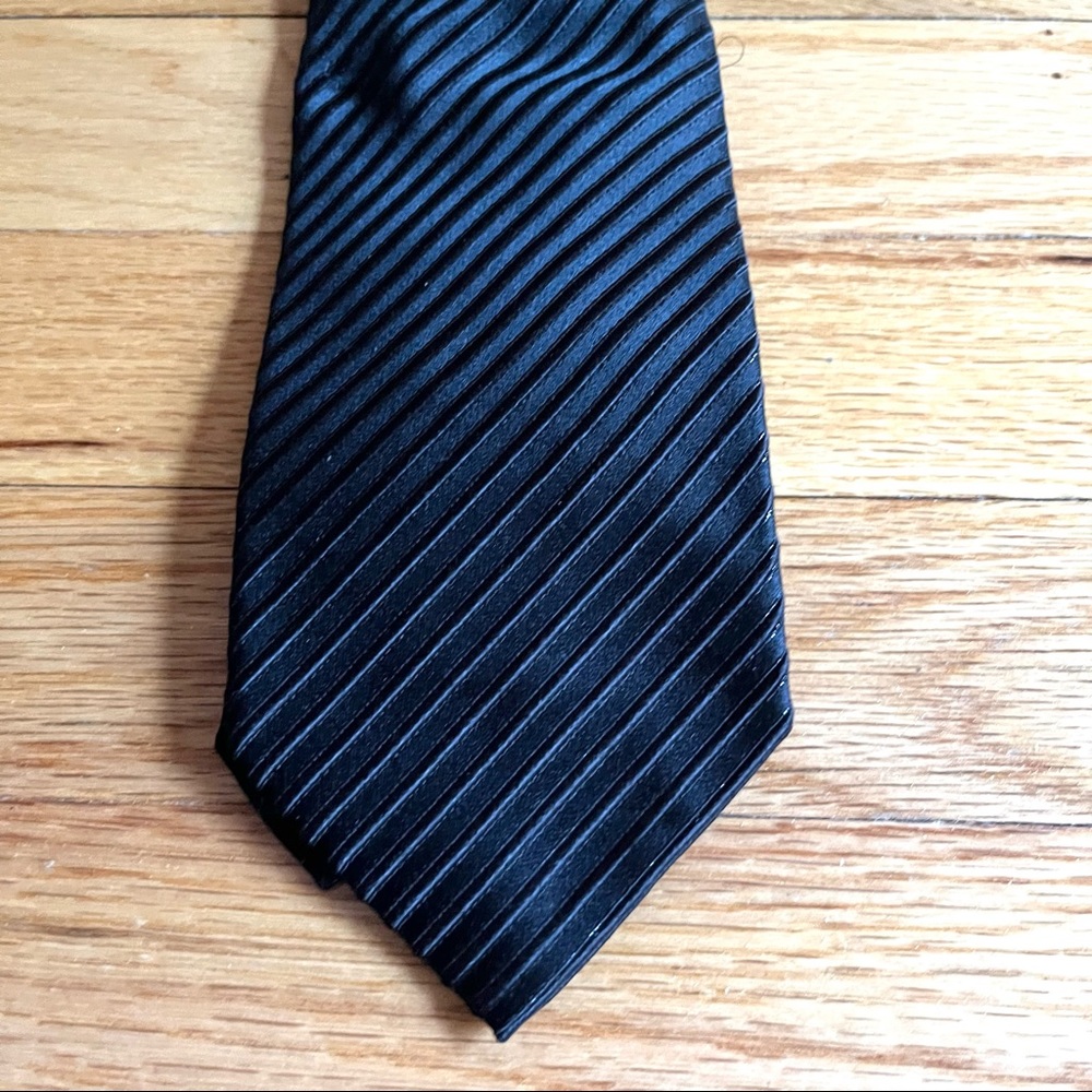 Zara Man Black tie with self print diagonal stripes Mens wear